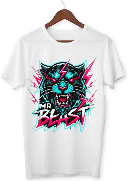Mr. Beast Çocuk Yetişkin Beyaz T-Shirt Unisex Mr. Beast Çocuk Tişört