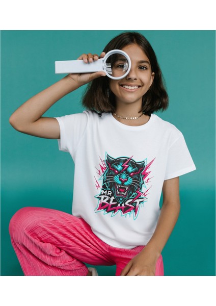 Mr. Beast Çocuk Yetişkin Beyaz T-Shirt Unisex Mr. Beast Çocuk Tişört modelleri