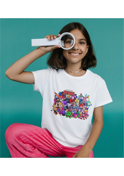 Brawl Stars Tüm Karakterler Tişört Çocuk Yetişkin Beyaz T-Shirt Unisex Çocuk Tişört fiyatları