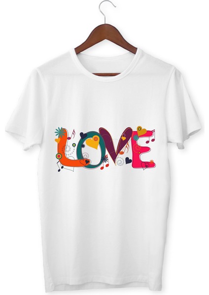 Sevgiliye Hediye Love Tişört Sevgililer Günü Hediyesi T-Shirt Yetişkin Unisex Tişört