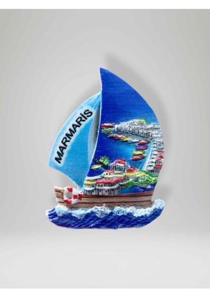 Marmaris Temalı Polyester Magnet Buzdolabı Süsü