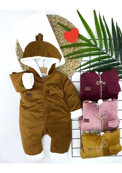 Miraylife 3-6-9-12 Ay Fermuar Kapamalı Kadife Kumaş Içi Tüylü Kız Erkek Bebek Tulumu