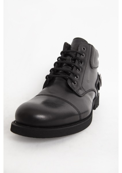 Erkek Kalın Taban Fermuarlı Casual Bot Gerçek Deri Br 07124 Siyah indirimleri