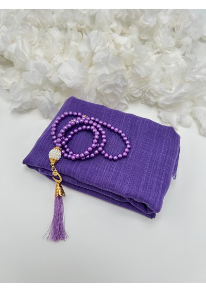 Hediyelik Şeffaf Çantalı Flamlı Örtü ve Tesbih Seti ( Hac - Umre - Mevlid - Bohça ) fiyatları