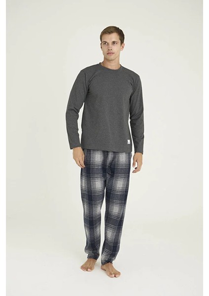 Uzun Kol Ekoseli Erkek Pijama Takım 8063