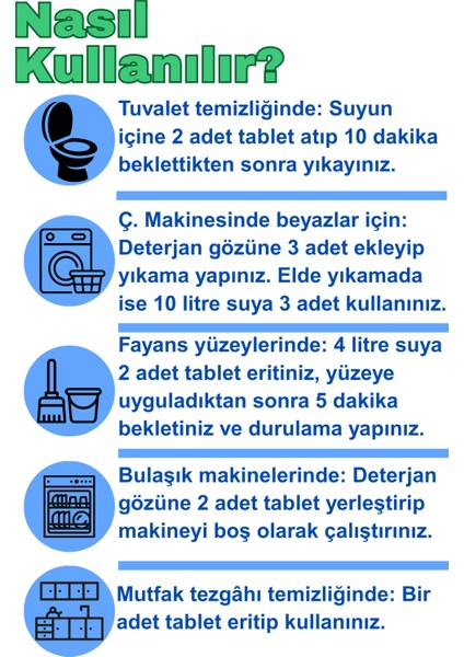 Çamaşır Suyu Tableti (1KUTU=40TABLET) Ultra Konsantre Tablet Çamaşır Suyu (2kutu) fırsatları