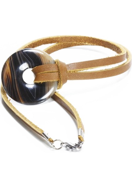 Özel Tasarım Akik Taşı & Deri Ipli Kolye fiyatları