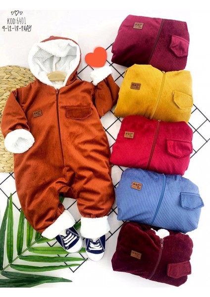 Miraylife 3-6-9-12 Ay Fermuar Kapamalı Kadife Kumaş Içi Tüylü Kız Erkek Bebek Tulumu