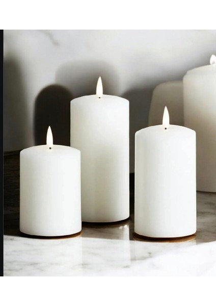 3'lü Mum Seti-Beyaz-Blok Mum-Silindir Mum-Baton Mum fiyatları