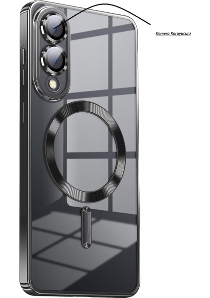Samsung Galaxy S25 Edge Uyumlu Kamera Lens Korumalı Magsefe Özellikli Şeffaf Silikon Kılıf