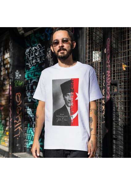 29 Ekim Cumhuriyet Bayramı Tişört 29 Ekim T-Shirt 102. Yıl Unisex Çocuk Yetişkin Beyaz Tişört fiyatları