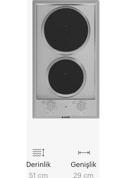 Ankastre Oe 302 I elektrikli ocakPaslanmaz inox yüzey2 yıl garanti indirimleri