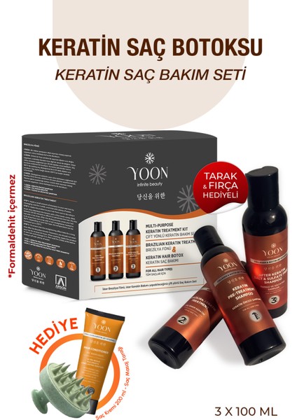 Keratin Saç Bakım Seti - Formaldehitsiz, Kokusuz, Vegan ve Evde Kullanıma Uygun Keratin Saç Botoksu
