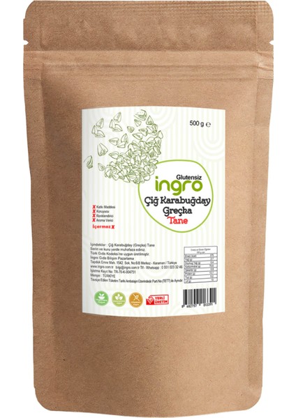 Ingro Glutensiz Çiğ Karabuğday (Greçka) 500 G