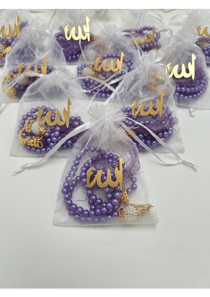 Hediyelik Lafızlı Kesede Inci Tesbih ( 10 Adet ) ( Mevlid - Hac - Umre -Bohça) fiyatları