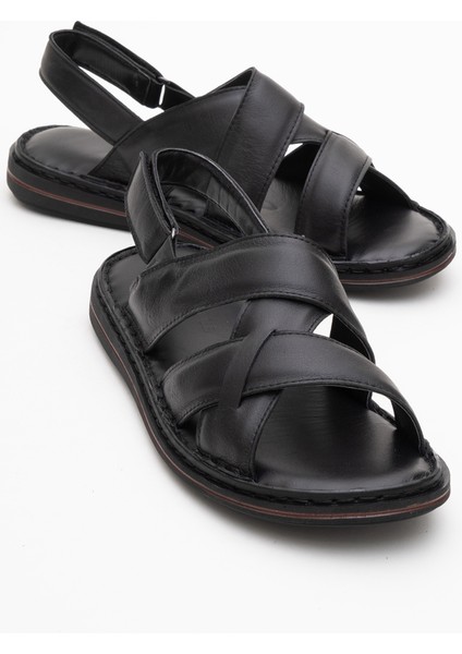 Erkek Çapraz Bantlı Sandalet Gerçek Deri Dc 1241 Siyah fiyatları