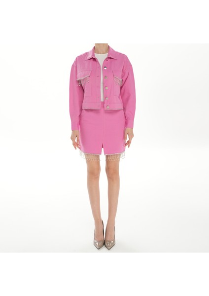 Özel Tasarım Taş Işlemeli Pembe Ceket| Parti Ceketi| Şık Ceket| Tasarım Ceket|el Işçiliği Tek Üretim