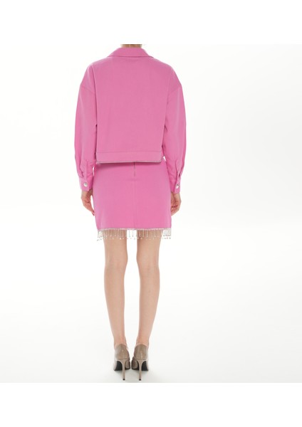 Özel Tasarım Taş Işlemeli Pembe Ceket| Parti Ceketi| Şık Ceket| Tasarım Ceket|el Işçiliği Tek Üretim modelleri