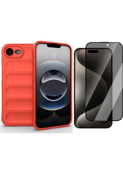 iPhone 16E Uyumlu Kılıf Esnek Tpu Oyuklu Arka Yüzey Tasarımlı Vendas Etnik Silikon Kapak + Hayalet Ekran Koruyucu