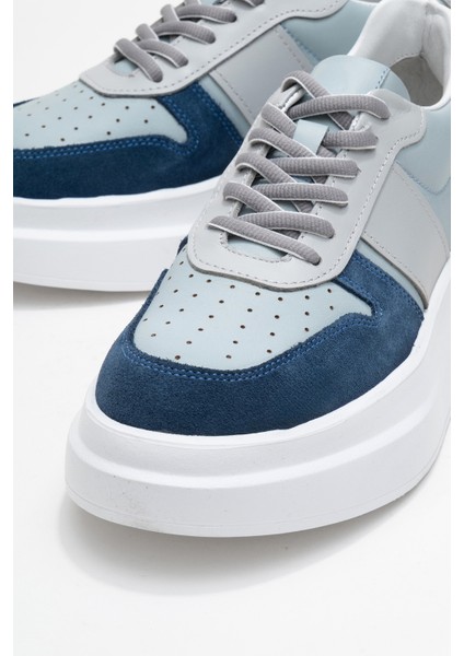 Kadın Kalın Tabanlı Bağcıklı Sneaker Gerçek Deri Cr 2554 Kot Mavi modelleri