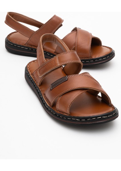 Erkek Çapraz Bantlı Sandalet Gerçek Deri Dc 1216 Taba fiyatları