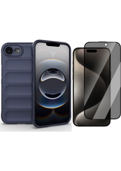 iPhone 16E Uyumlu Kılıf Esnek Tpu Oyuklu Arka Yüzey Tasarımlı Vendas Etnik Silikon Kapak + Hayalet Ekran Koruyucu