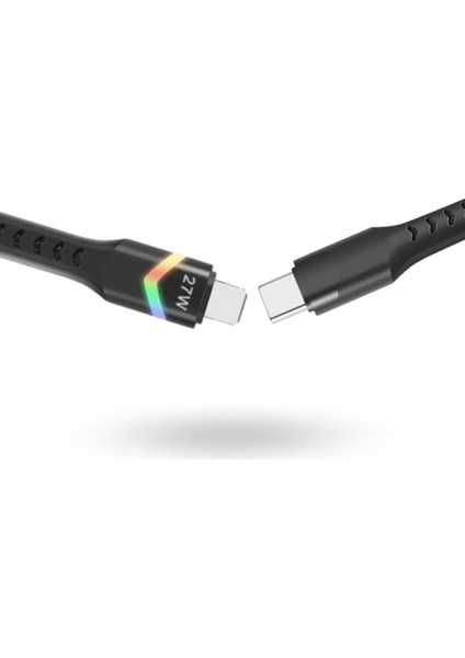Büro Ev Ofis Cihazları Için 1mt 27W Usbc-Lightning Ledli Pd Kablo