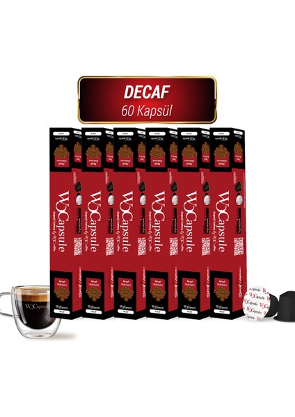 apsule No:6 Decaf Nespresso Uyumlu Kapsül Kahve 60'lı Avantaj Paketi