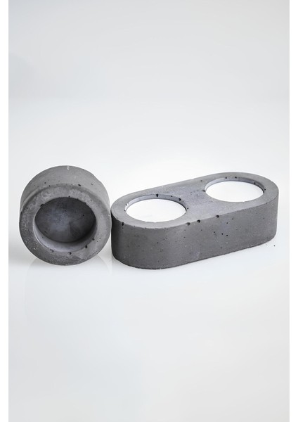Dekoratif Beton Tealight Mumluk 3’lü | Modern El Yapımı Mumluk & Şamdan Seti