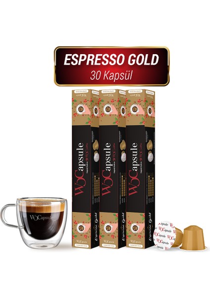apsule No:1 Espresso Gold Nespresso Uyumlu Kapsül Kahve 30'lu Avantaj Paketi