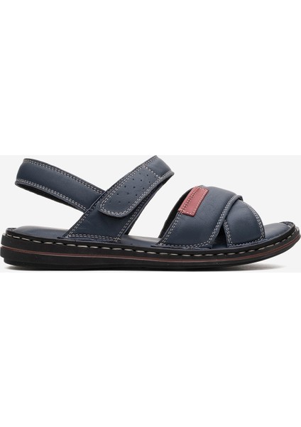 Erkek Çapraz Bantlı Sandalet Gerçek Deri Dc 1216 Lacivert