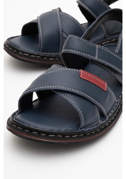 Erkek Çapraz Bantlı Sandalet Gerçek Deri Dc 1216 Lacivert modelleri