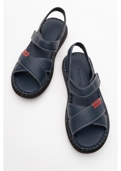 Erkek Çapraz Bantlı Sandalet Gerçek Deri Dc 1216 Lacivert indirimleri