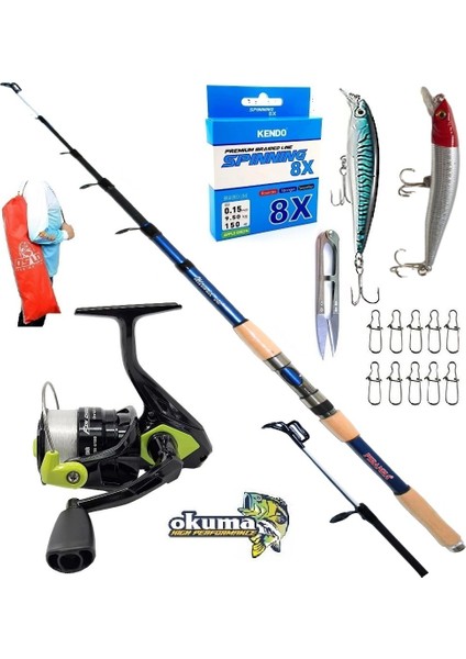 Okuma Fın Chaser 4000 270CM 50-100GR Piranha Ultimate Rapala Maket Balık Spin Olta Takımı Seti