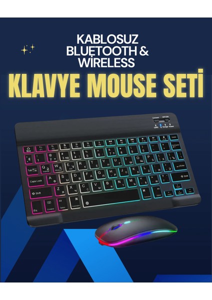 Zengezur Şık ve Sessiz Tasarımlı Işıklı Klavye Mouse Seti – Şarjlı, Wireless