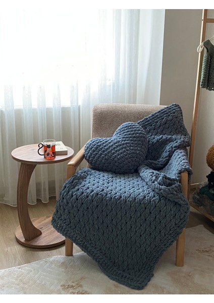 El Örgüsü Puffy Kalp Yastık ve Battaniye 100X160 fırsatları