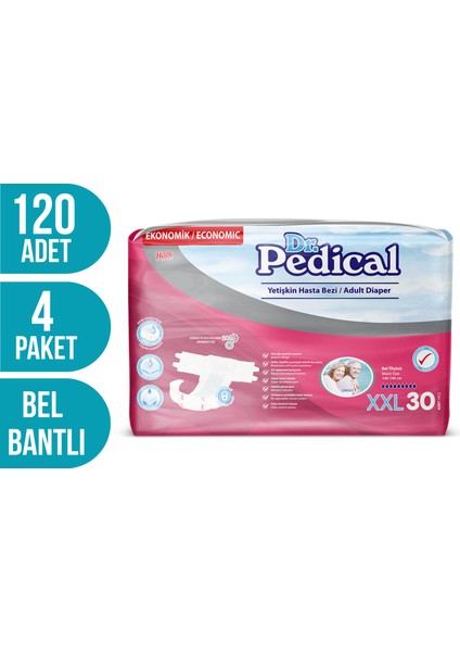 Dr. Pedical Belbantlı Tekstil Yüzey Hasta Bezi Ekstra Ekstra Large (2xl) 120ADET