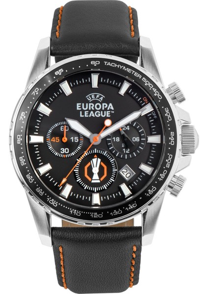 JL.EL-102A Uefa Europa League Quartz Deri Siyah 44 mm Erkek Kol Saati
