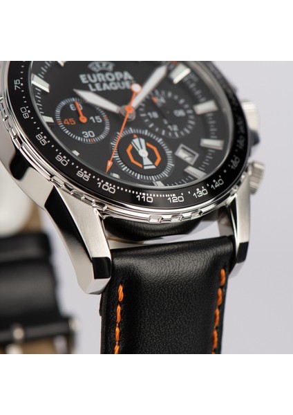 JL.EL-102A Uefa Europa League Quartz Deri Siyah 44 mm Erkek Kol Saati fırsatları
