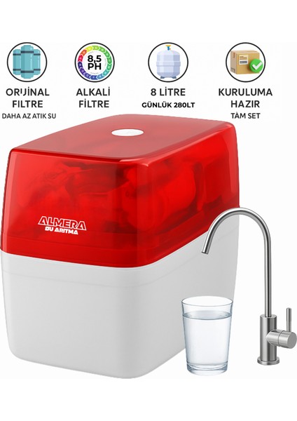 Ro Systems Su Arıtma Cihazı 8 Lt Çelik Tanklı PH Mineral Aşamalı