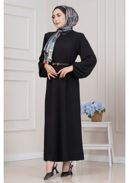Yuvarlak Yaka Yağmur Elbise-Siyah modelleri