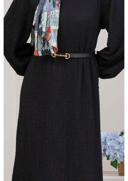 Yuvarlak Yaka Yağmur Elbise-Siyah fırsatları