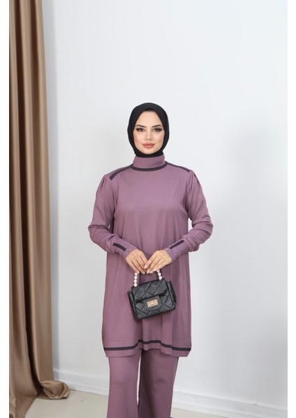 Çift Renkli Merserize Pantolonlu Takım modelleri