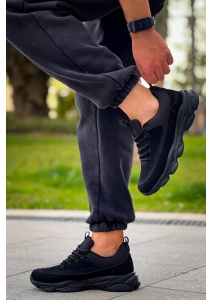 ZR-707 Yüksek Taban Bağcıklı Günlük Erkek Sneaker Siyah Süet modelleri