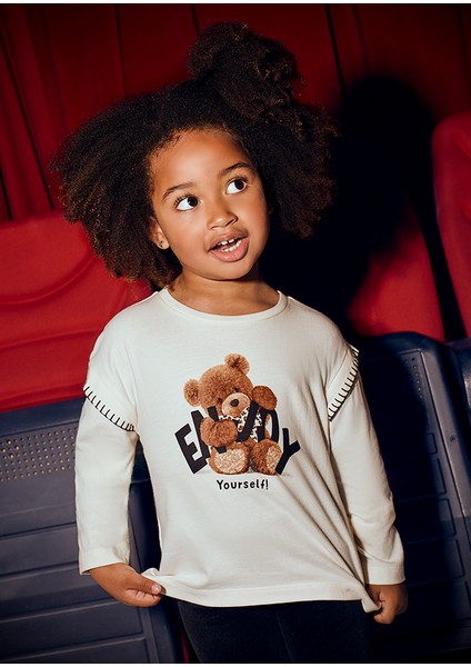 Kız Çocuk Ayıcık Baskılı Pamuklu Bluz - 4-10 Yaş | Yumuşacık & Şık Tasarım fiyatları