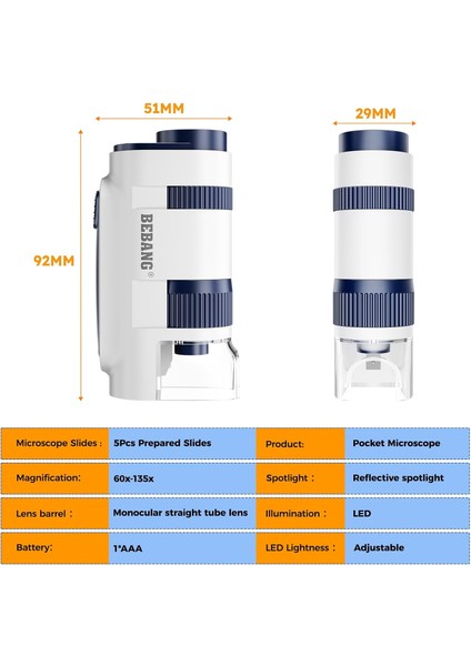 Bebang 135X Mini Laboratuvar Çocuk Mikroskobu Ledli fiyatları