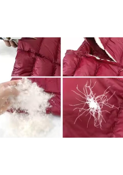 Ekstra Hafif Katlanıp Kendi Kesesine Konan Dolgulu Mont, Ultra Hafif ve Ince, Tüy Dolgulu Kadın Ceket, Iki Yanda Fermuarlı Gizli Cep