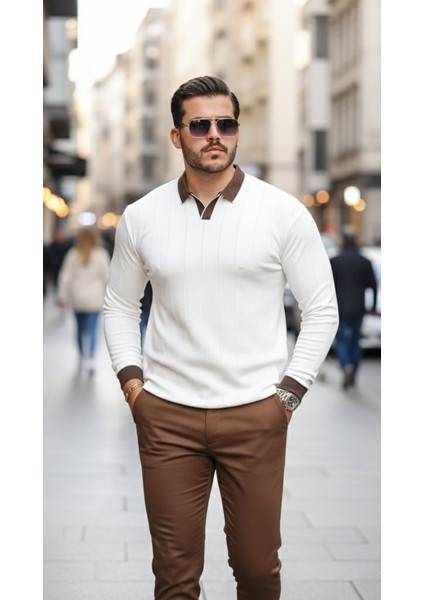 Erkek Renkli Yaka Manşet Uzun Kollu Triko modelleri