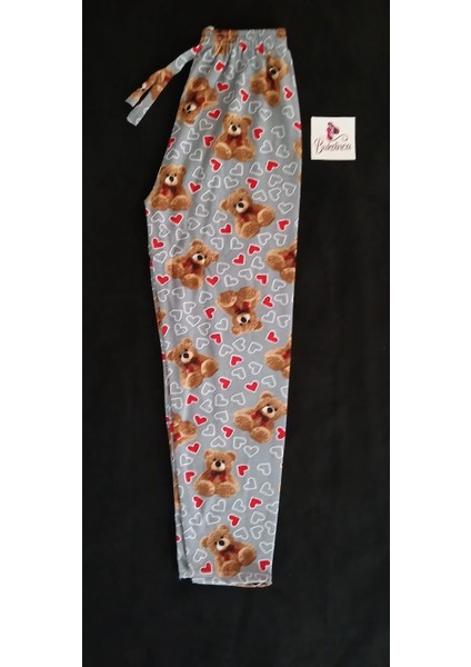 Gri Ayıcıklı ve Kalpli Pijama Altı modelleri