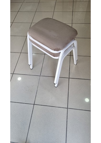 Tabure 2 Adet Beyaz Demir Ayaklı Silinebilir Kumaş Yeni Trend Mutfak Taburesi Lüx Dikdörtgen Tabure fiyatları